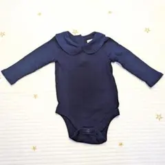 GAP ネイビー 70cm 6~12ヵ月 丸襟付きボディスーツ ロンパース 長袖