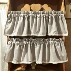 A005.カフェカーテン 2枚組 薄茶色チェック