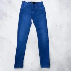 スキニーデニム ダークブルー ジッパー付き