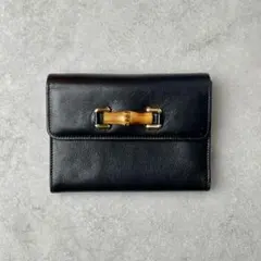 GUCCI バンブー 長財布 がま口 黒レザー ゴールド金具 - メルカリ
