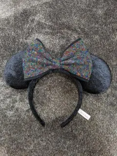 ディズニーカチューシャ　ブラックレインボードット