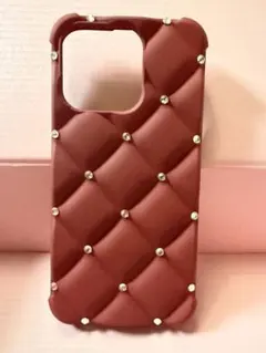 キルティング iPhone15Pro用ケース ストラップ付き