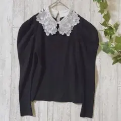 【SNIDEL】つけ襟付きニットプルオーバー 洗える 2way レース