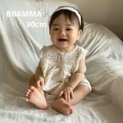 【8/15まで】新品　韓国子ども服　BBAMMAレース　ロンパース　90cmのサムネイル