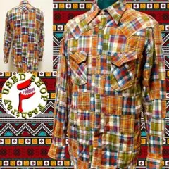 NS3　レア　柄シャツ　ブロックカラー　長袖シャツ　個性的　菅田将暉　古着のサムネイル