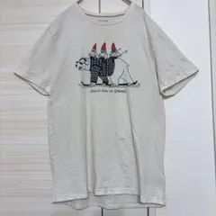 オールドネイビー Ｔシャツ ベージュ 半袖 プリント M クリスマス ノーム