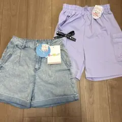 新品タグ付き　女の子　160 ショートパンツ　キュロット　デニム　2枚セット