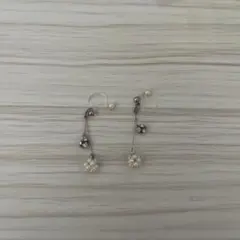 パールとクリスタルのロングイヤリング