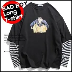 HEYHENRY SADBOYプリント ボーダーレイヤードロングTシャツ②
