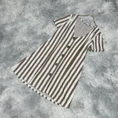 【良品】ZARA 半袖ミニワンピース ストライプ柄 (USA Ｍ) モード