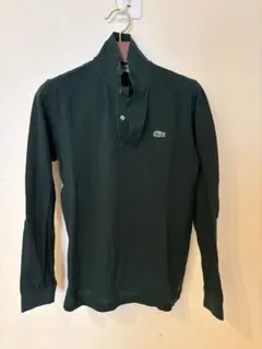ダークグリーンのLACOSTE長袖ポロシャツ、クラシックフィット、サイズ3