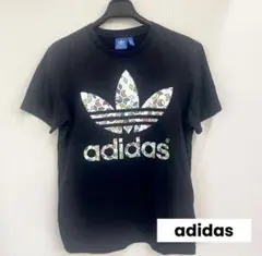 adidas ブラック Tシャツ トレフォイル ビッグロゴ レディースM