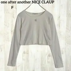 ナイスクラップ 長袖リブカットソー F ホワイト 白 クロップド 刺繍 伸縮性