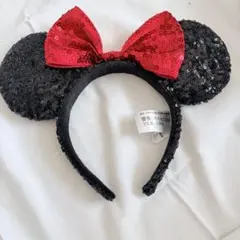 ミニー　スパンコール　カチューシャ　赤　黒　ディズニーリゾート