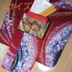 振袖 7点セット ワイン寄りのレッド系