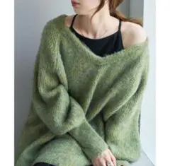 【Kastane】カスタネ メランジVニット グリーン