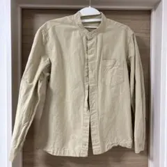 無印良品　ノーカラーベージュ綿シャツ