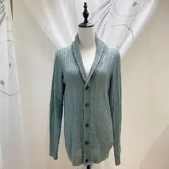 美品 メンズ ナノユニバース L ケーブル編 ショールカラー カーディガン