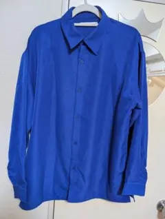 COLONY2139 青　長袖シャツ M シルク感　大きめ