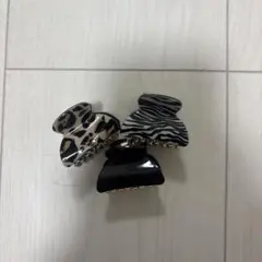 ヘアクリップ 3個セット ヒョウ柄 ゼブラ柄 黒