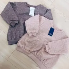 95 リボン トレーナー 2枚 セット トップス ピンク グレー