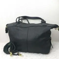 イア パピヨネ　ショルダーバッグ　トートバッグ　シボ革　黒　2WAY A4可