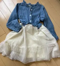 未使用品】デニム切替えワンピース キッズ100センチ