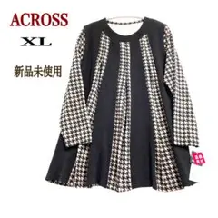 新品タグ付 千鳥格子　切替 Aライン 長袖 チュニック ワンピース XL 大きい