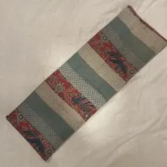 SALE【アンティーク】名古屋帯 多色ボーダー×植物柄(刺繍入り)