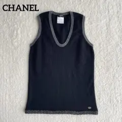 CHANEL シャネル カシミヤ100% ニットベスト ココマーク 05A 黒のサムネイル
