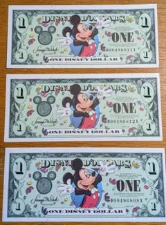 ディズニードル紙幣　1ドル札　過去実際に海外ディズニーで使えた紙幣　ミッキー版