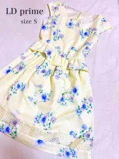 花柄シフォンフリルワンピース　イエロー　Sサイズのサムネイル