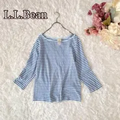 L.L.Bean ボーダー柄ロンT（L〜X L相当）ブルー系　大きいサイズのサムネイル