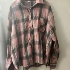 美品❣️フランネルチェック柄シャツ（ピンク・グレー）