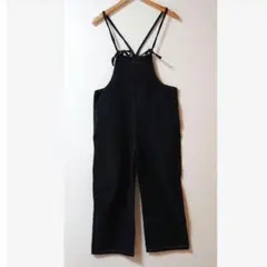 【GRL】配色ステッチオールインワン◆ブラック Sサイズ 綿100%