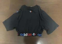 adidas ストライプ 半袖Tシャツ 黒　ダンス着にも◎ y2k