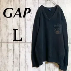 OLD GAP アクリルニット　胸ポケット　Y2K  Vネック