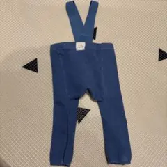 サスペンダー付き青リブ編みベビータイツ