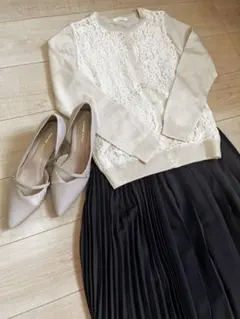 美品　Te chichi レースウールカーディガン　M