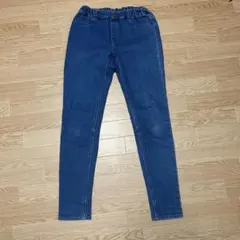 【a.v.v】ダークブルースリムフィット長ズボン　ボタン外す必要なし