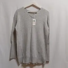 ikka ライトグレー Vネック ニットセーター 長袖 新品タグ付き M