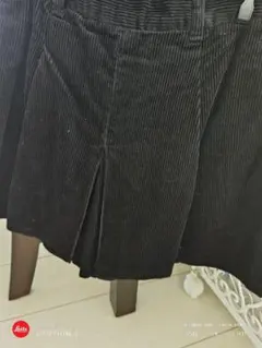 黒 コーデュロイ スリット ショートパンツ