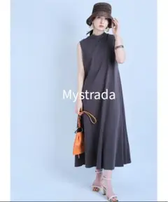 マイストラーダ　マチフレアカットワンピース　ロング丈　グレー　ノースリーブ　M