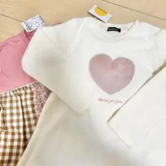 新品moujonjon ハートアップリケ裏起毛ワンピース他２点セッ120 130