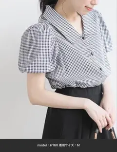 タグ付き rps ギンガムチェックブラウス