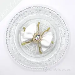 136 ペンライトリボン キンブレリボン⋈ホワイト×ホワイト×ゴールド 白 金