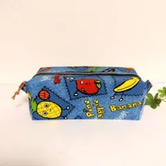 大容量ペンケース　フルーツのスポーツ柄　ボックスポーチ　キャラメルポーチ　ポーチ