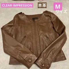 レザー　ノーカラージャケット