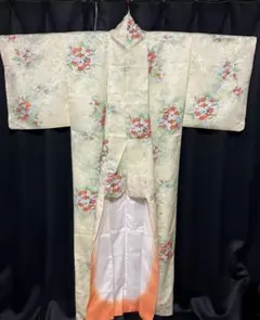 淡い黄色 花柄 小紋 着物