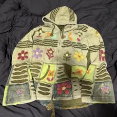 フェアリーグランジ エスニックボーホー古着 サイケパッチワークスウェットパーカー